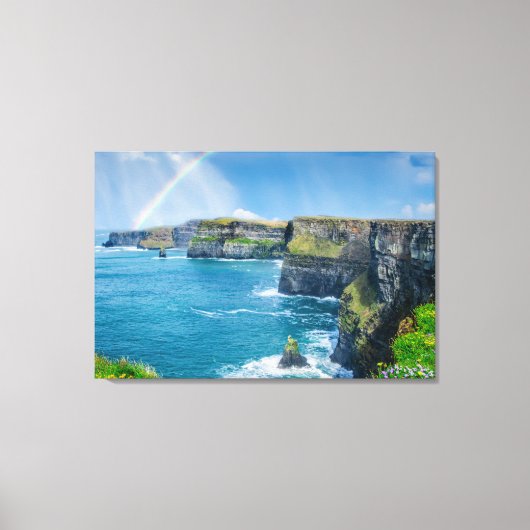 Kliffen van Moher Rainbow, Ierland Canvas Afdruk (Voorkant)