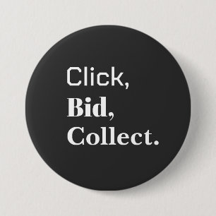 Klik, Bied, Verzamel. Boek Knop Ronde Button 7,6 Cm