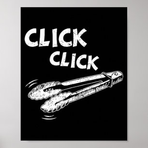 Klik een klik tang bbq barbecue barbecuen poster