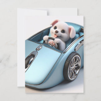 Klik en vroom: Puppy Driver Edition Briefkaart