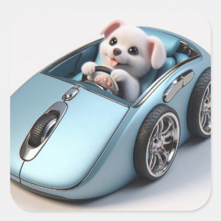 Klik en vroom: Puppy Driver Edition Vierkante Sticker