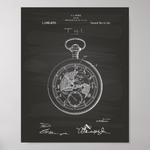 Klik op Lente Watch 1916 Patent Art Chalkboard Poster