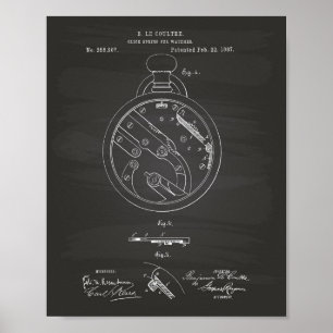Klik op Spring Watch 1887 Patent Art Chalkboard Poster