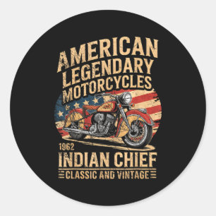 Klik & Vintage Amerikaanse Motorfiets Indian Born Ronde Sticker