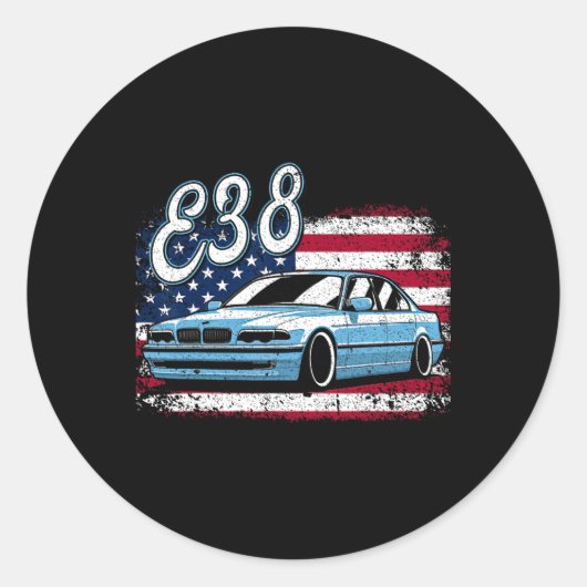 Klik voor meer E38 4 juli Amerikaanse retro Ronde Sticker (Voorkant)