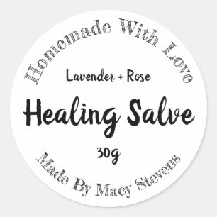 Kliketiket voor homemade voor het genezen van salv ronde sticker