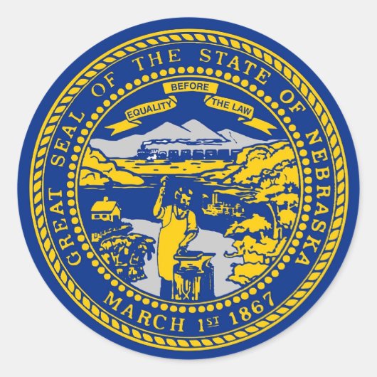 Klikker met vlag van Nebraska Ronde Sticker (Voorkant)