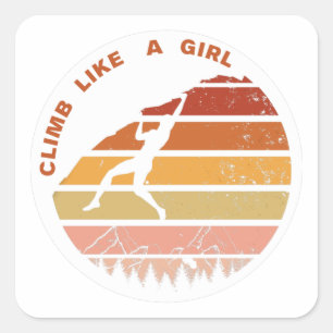 Klim als een Girl Retro Rock-klimmer Vierkante Sticker