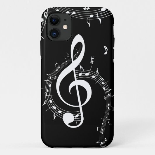 Klimaatmuziek van G Clef White op zwart Case-Mate iPhone Case (Achterkant)