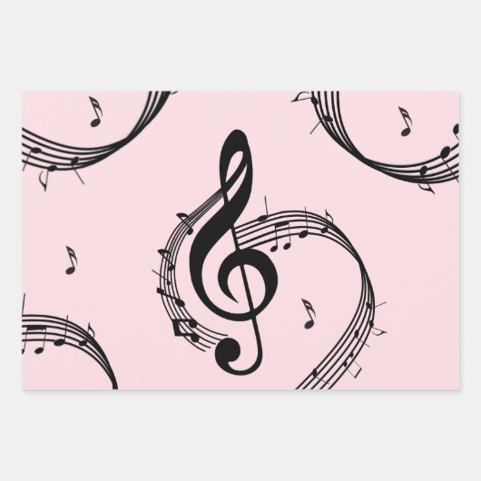Klimaatroze G Clef Music Pink Inpakpapier Vel (Voorkant)
