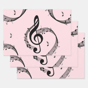 Klimaatroze G Clef Music Pink Inpakpapier Vel