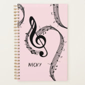 Klimaatroze G Clef Music Pink Planner (Voorkant)