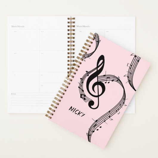 Klimaatroze G Clef Music Pink Planner (Display)