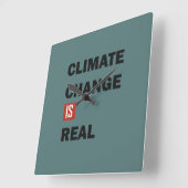 Klimaatuitdaging is echt milieubewustzijn vierkante klok (Hoek)