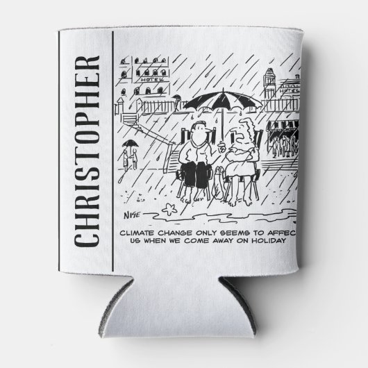 Klimaatverandering beïnvloedt een feestdag blikjeskoeler (Voorkant)