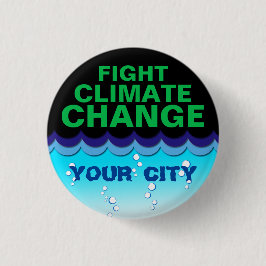Klimaatverandering bestrijden, steden onderwater a ronde button 3,2 cm