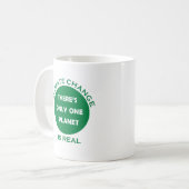 Klimaatverandering is echt milieubewustzijn koffiemok (Voorkant links)