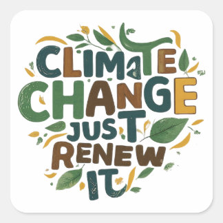 Klimaatverandering Vernieuw het Vierkante Sticker