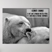 Klimaatverandering zwart-wit met poolberen poster (Voorkant)