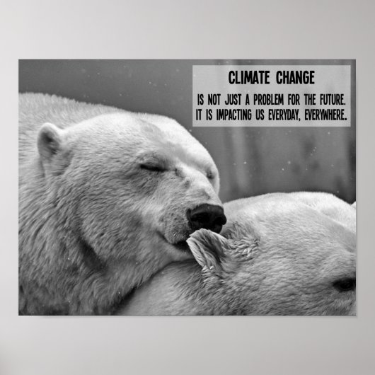 Klimaatverandering zwart-wit met poolberen poster (Voorkant)