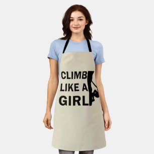 Klimmen als een meisje rotsklimmen vrouw schort