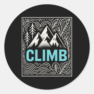 Klimmen - Retro Outdoor Rotsbeklimmen  Ronde Sticker