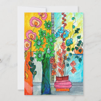 Klimmende Bloemen Aquarel Kaart