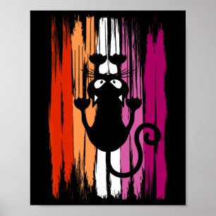 Klimmende kat met krassen en lesbische trots kleur poster