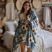 Klimmende wijnstokken Golden Twilight Floral Fleece Deken