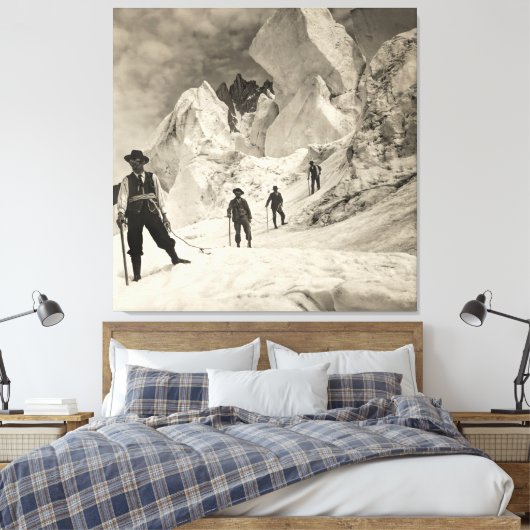Klimmers onder de gevaarlijke serac - Mt. Blanc 19 Canvas Afdruk (Insitu (Slaapkamer))