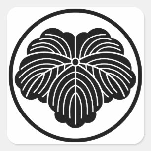 Klimopblad in draadvormige ring vierkante sticker