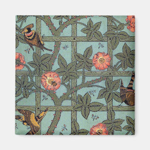 Klimroos & Kleine Vogel, William Morris Magneet
