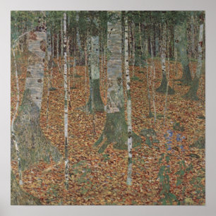 Klimt Birch Forest – Serene herfstlandschapskunst Poster