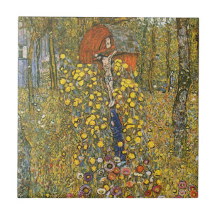 Klimt Boerderij Garden met Crucifix Tile Tegeltje