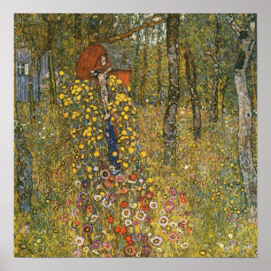 Klimt - Boerderijtuin met kruisbeeld 1912 Poster