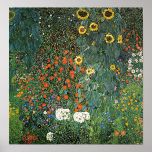 Klimt - Boerderijtuin met zonnebloemen 1907 Poster