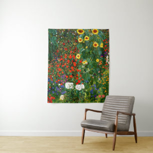 Klimt - Boerderijtuin met zonnebloemen Wandkleed