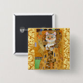 Klimt Cat in Gold square pinback Vierkante Button 5,1 Cm (Voorkant /achterkant)
