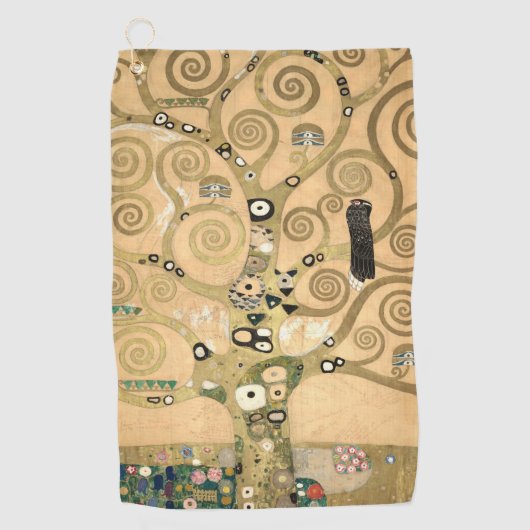 Klimt - De Boom van het Leven Magnetische Kaart Golfhanddoek (Voorkant)