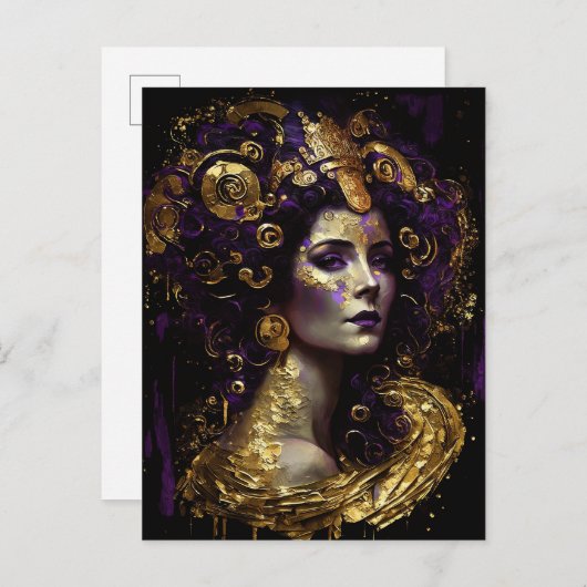 Klimt Geïnspireerd Briefkaart van koningin godin (Voorkant / Achterkant)