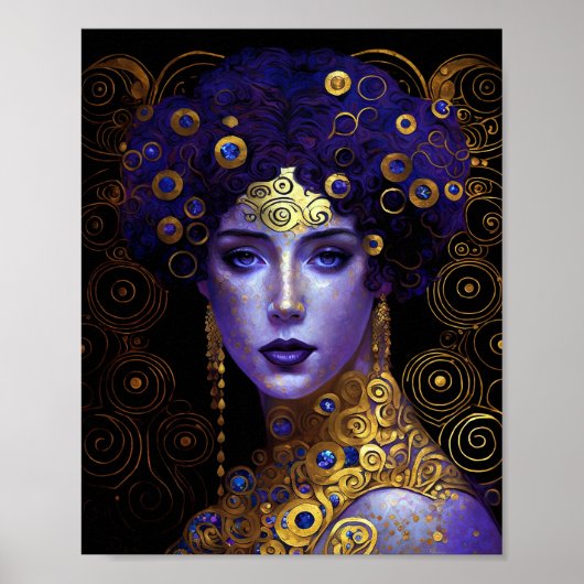 Klimt Geïnspireerd Poster van koningin godin (Voorkant)