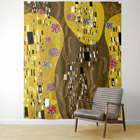 Klimt geïnspireerde gouden patroonkunst staat voor wandkleed (In situ)