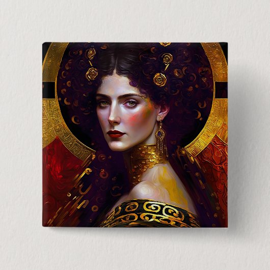 Klimt Geïnspireerde Koningin Goddess Button (Voorkant)