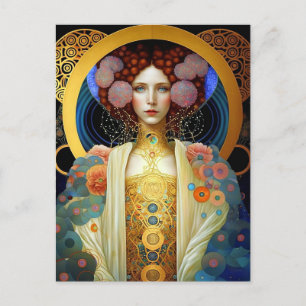 Klimt Geïnspireerde koningin Goddess Fantasy Art Briefkaart