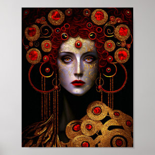 Klimt Geïnspireerde koningin Goddess Poster