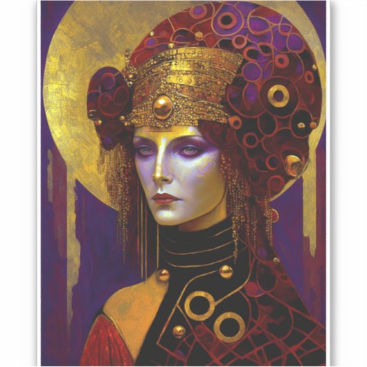 Klimt Geïnspireerde Koningin Goddess Sticker (Voorkant)