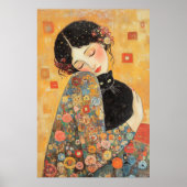 Klimt-geïnspireerde vrouw en kat poster (Voorkant)