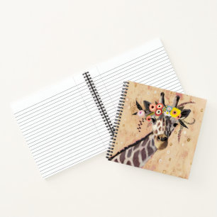 Klimt Giraffe bloemen Notitieboek