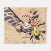 Klimt Giraffe | Bodemteelt Fleece Deken (Voorkant (Horizontaal))