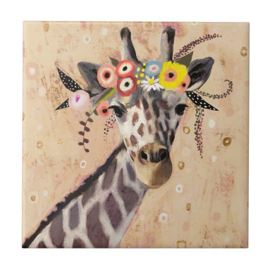 Klimt Giraffe | Bodemteelt Tegeltje (Voorkant)